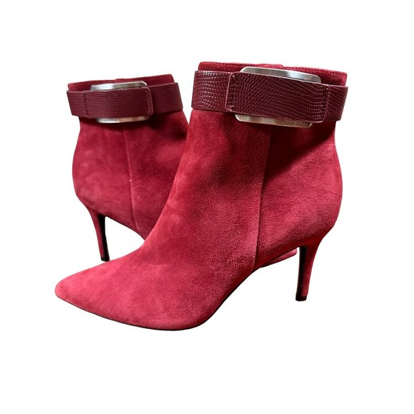 Calvin Klein Shoes - Calvin Klein Pointed boots Red Size 7.5 High Heels 3inches Suede